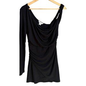 Alana Eve Chole One Shoulder Drapey Mini Cocktail Dress Black M‎ Clubbing Sultry